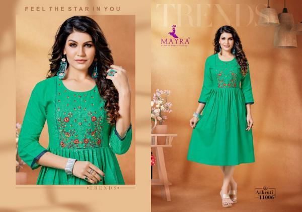 Mayra Aakruti Fancy Cotton Embroidery Kurti 